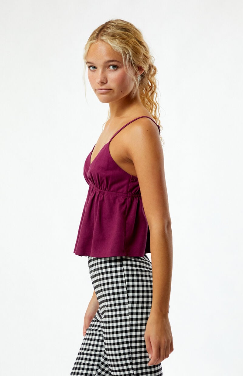 LA Hearts Linen V-Neck Babydoll Tank Top