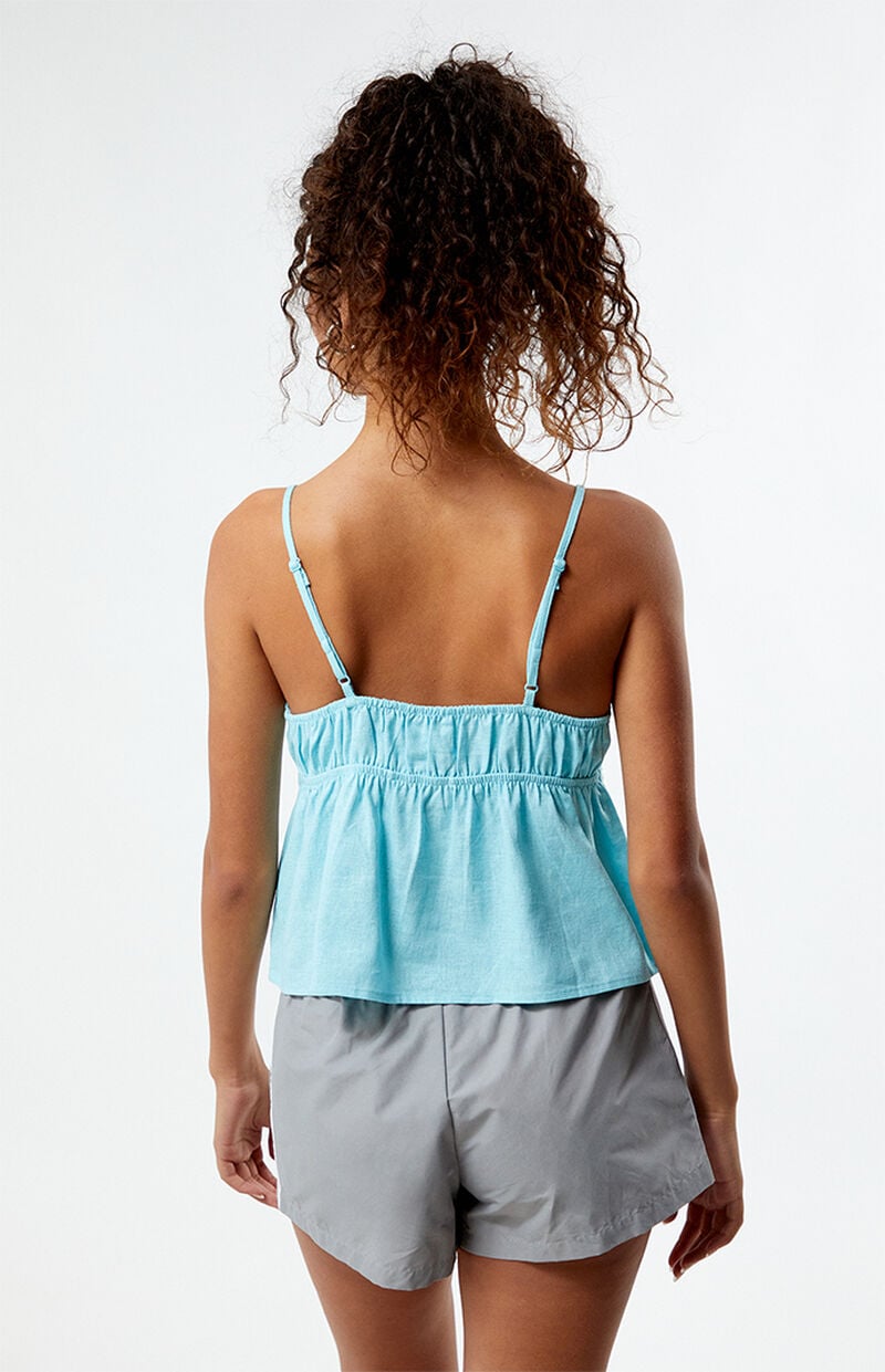 LA Hearts Linen V-Neck Babydoll Tank Top