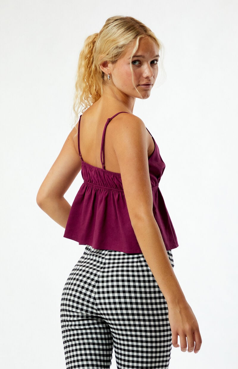 LA Hearts Linen V-Neck Babydoll Tank Top