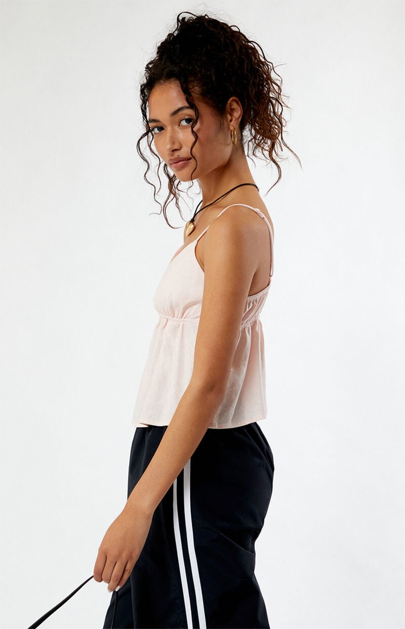 LA Hearts Linen V-Neck Babydoll Tank Top