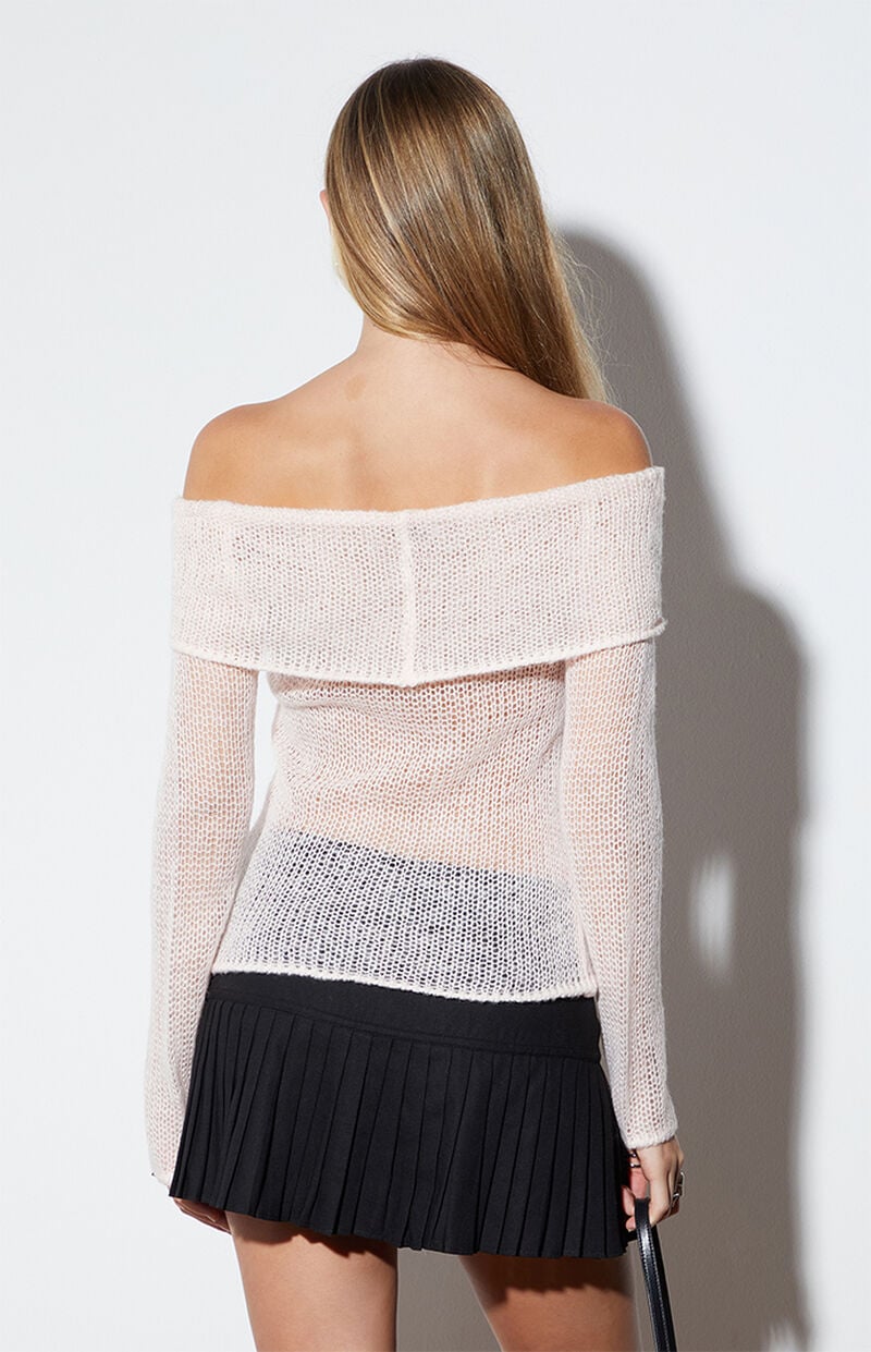 LA Hearts Off-The-Shoulder Open Knit Sweater