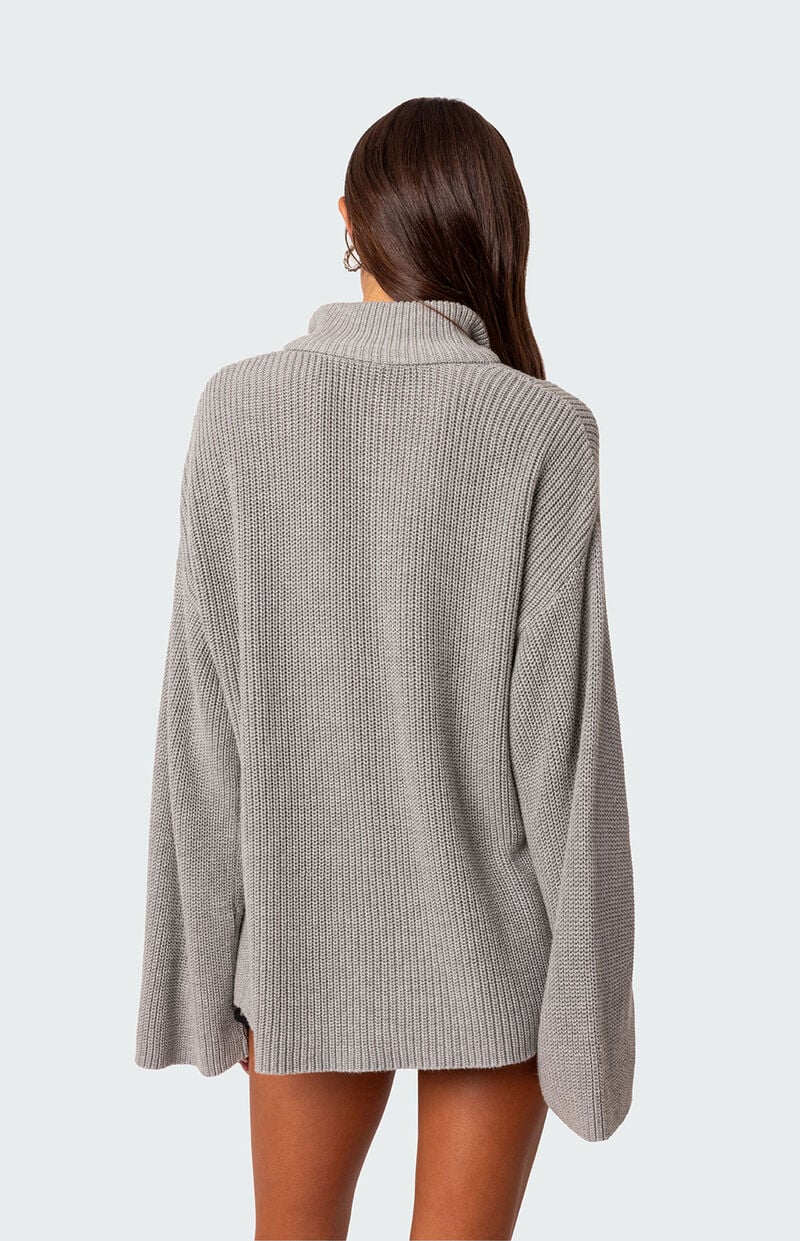 Edikted Amour High Neck Oversized Zip Sweater