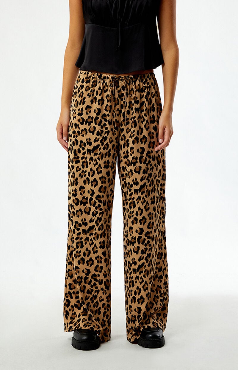 Leopard Pull-On Wide Leg Pants