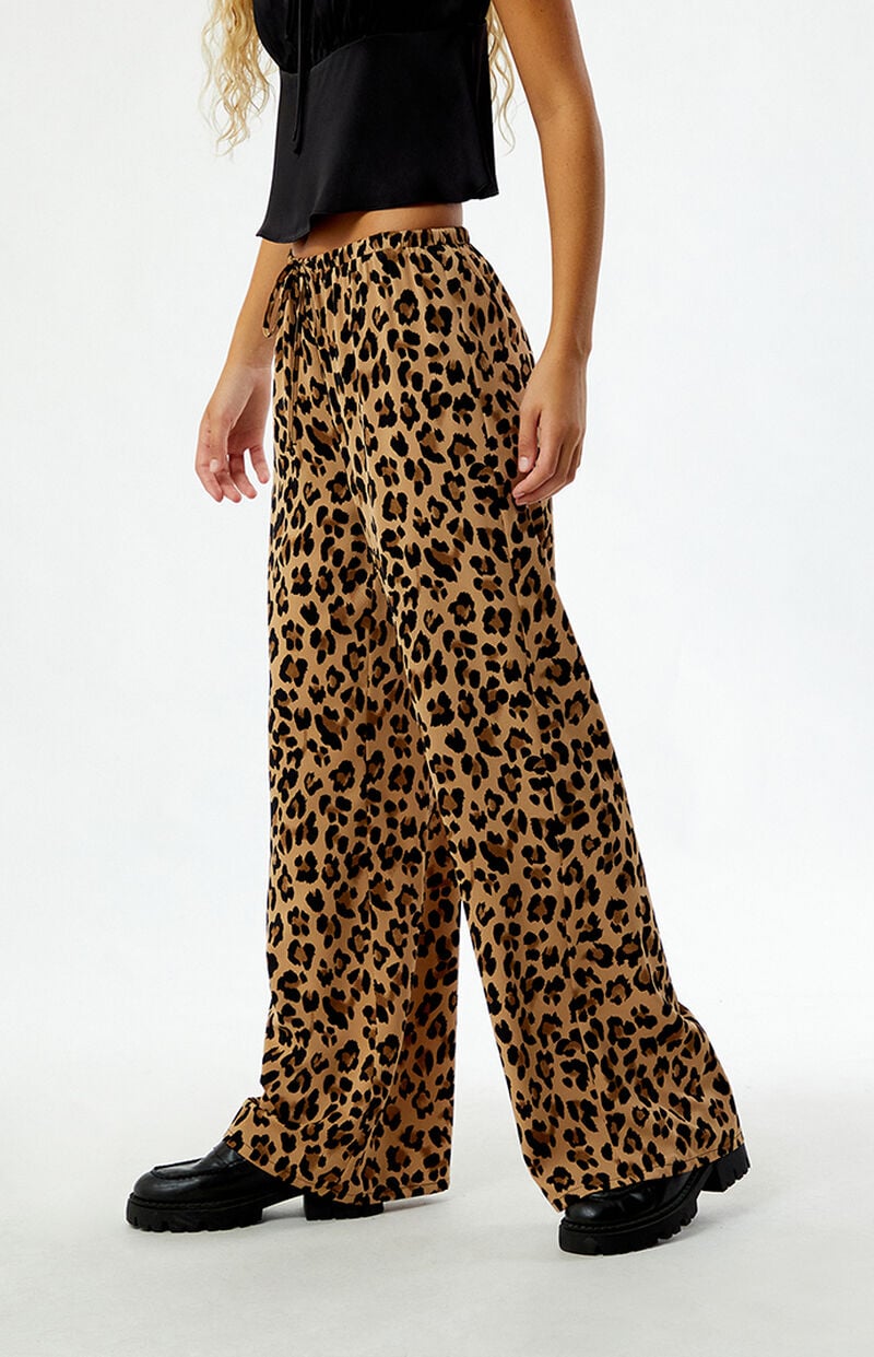 Leopard Pull-On Wide Leg Pants
