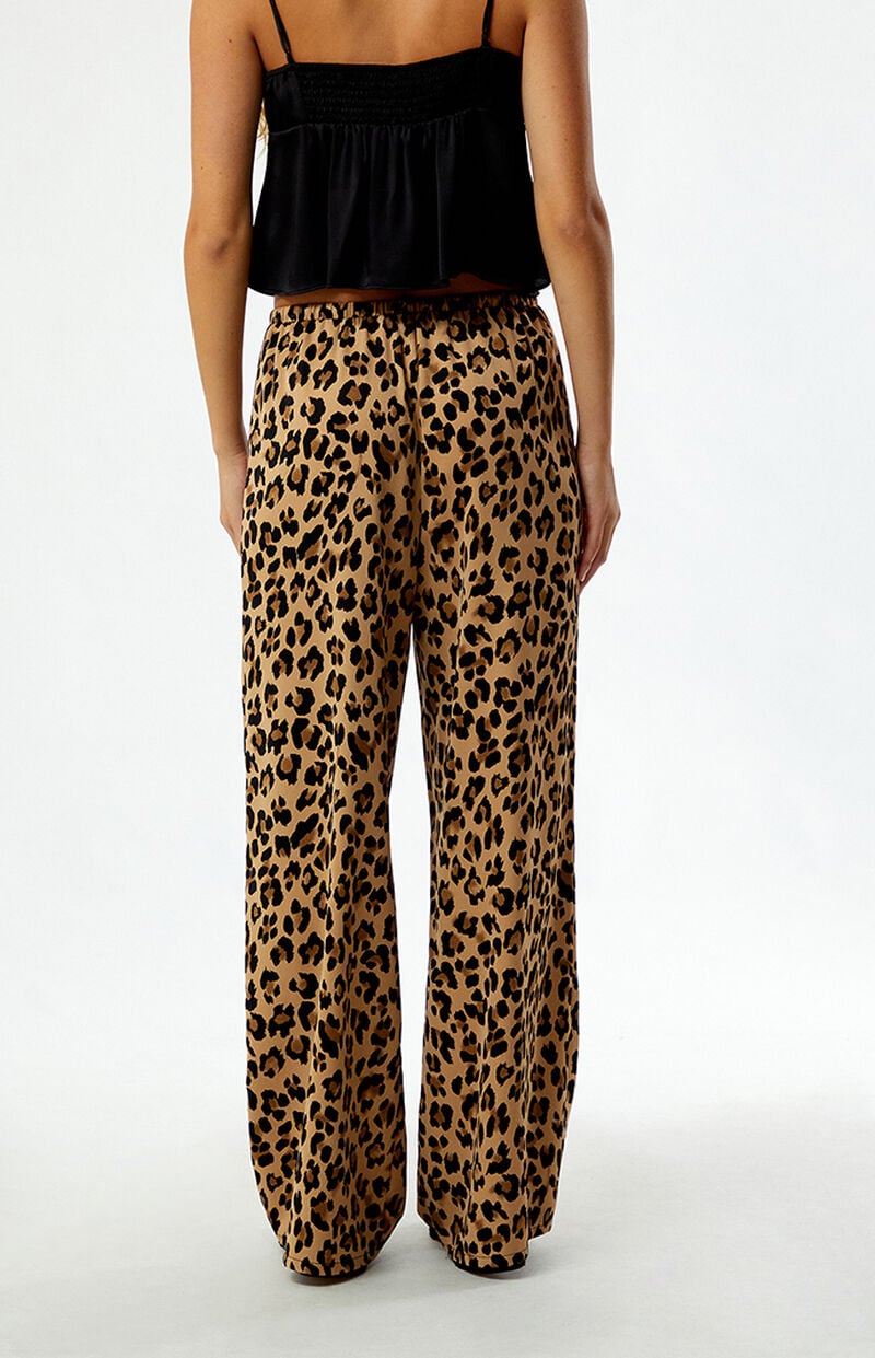 Leopard Pull-On Wide Leg Pants