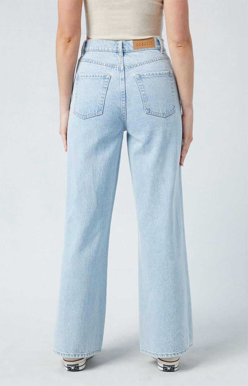 Eco Light Blue Ripped Wide Leg Jeans