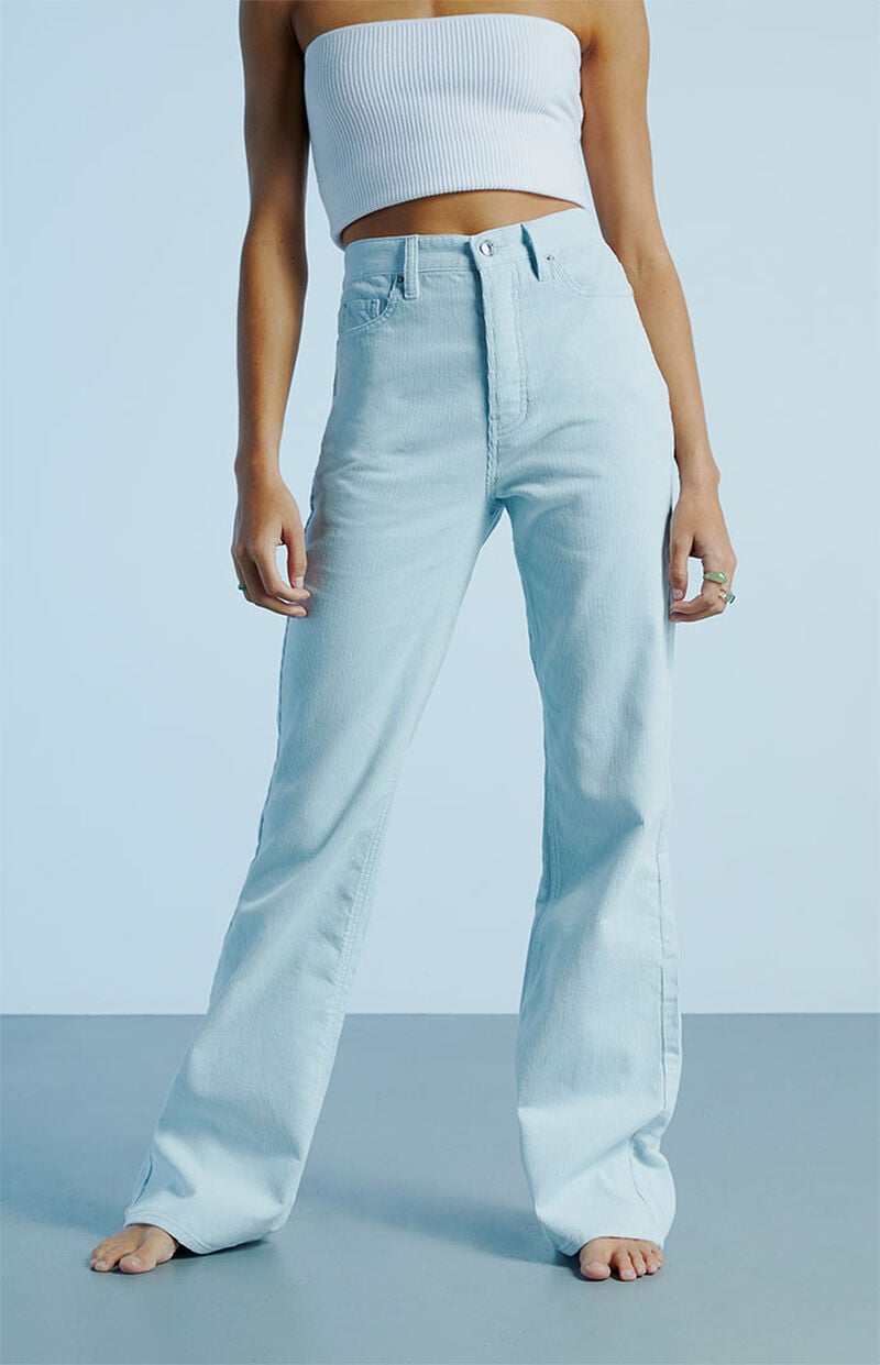 Blue Corduroy High Waisted Bootcut Jeans