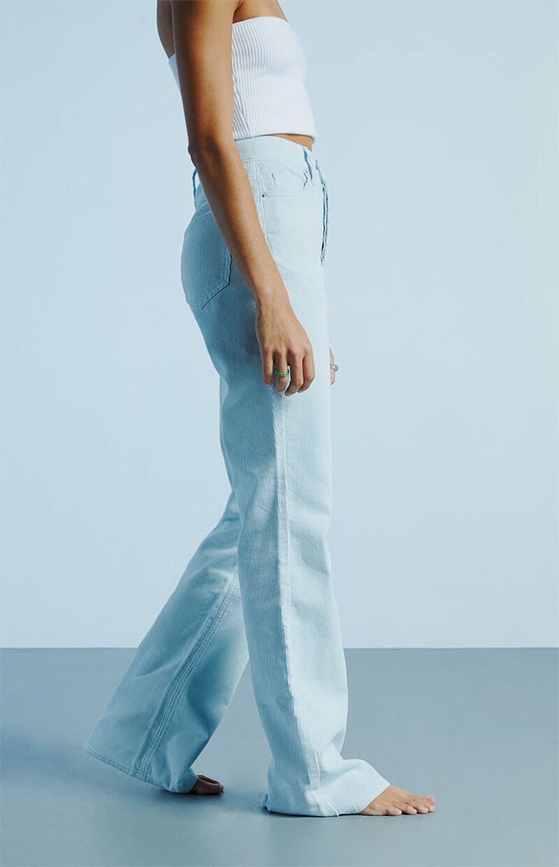 Blue Corduroy High Waisted Bootcut Jeans