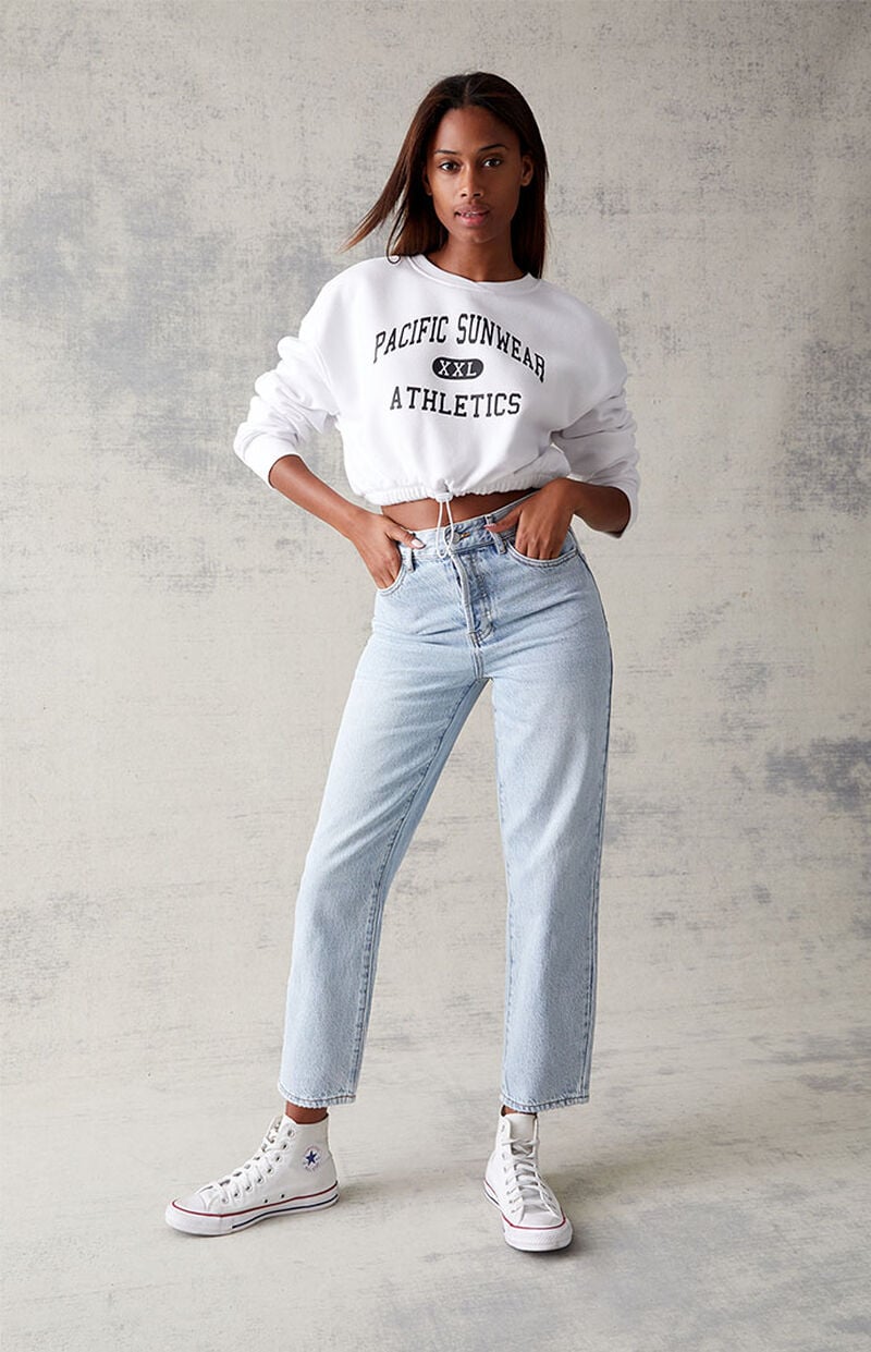 Eco Light Blue High Waisted Straight Leg Jeans