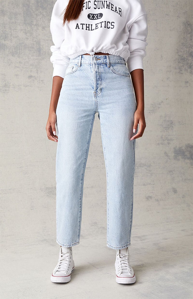 Eco Light Blue High Waisted Straight Leg Jeans