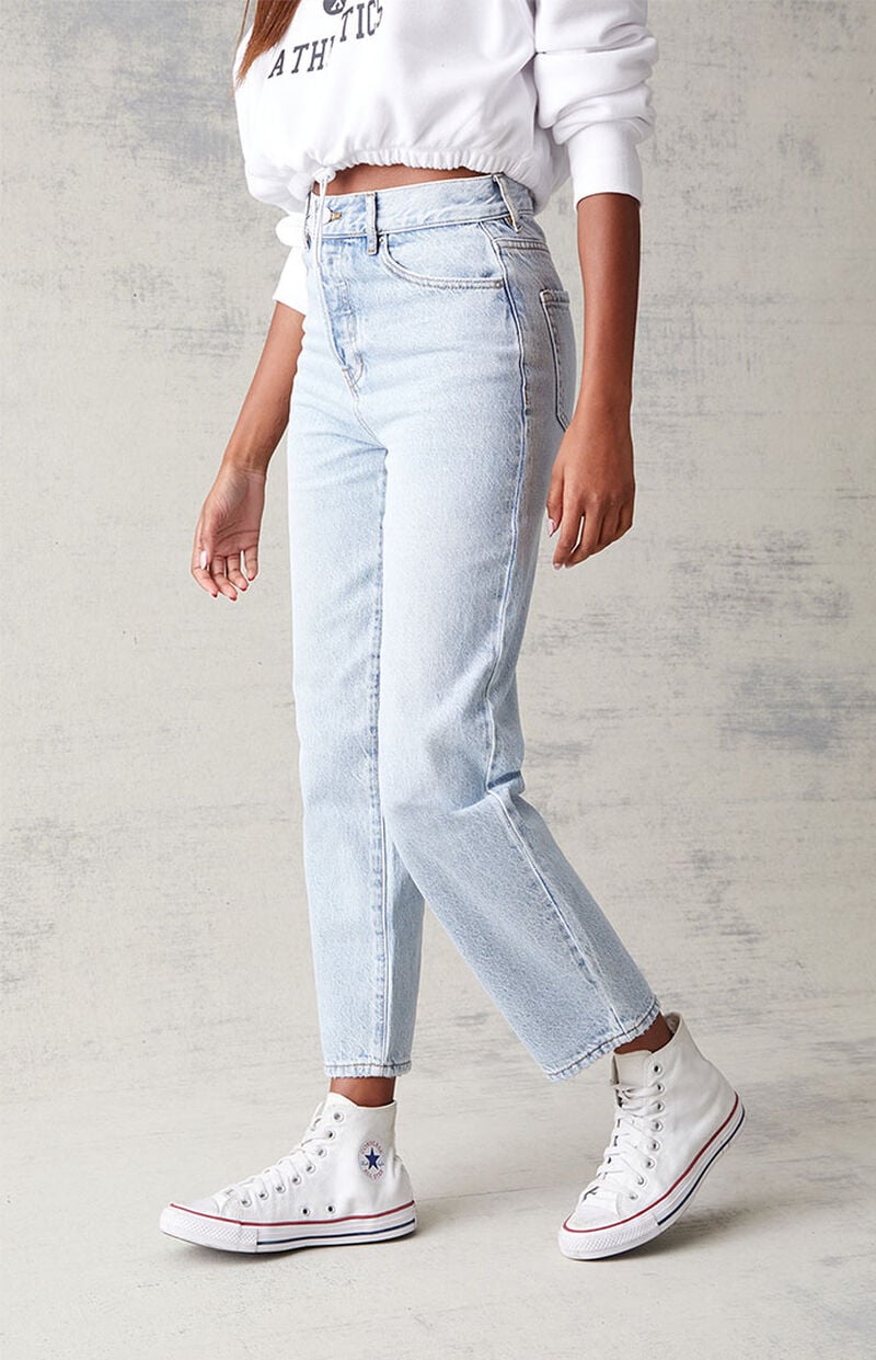 Eco Light Blue High Waisted Straight Leg Jeans