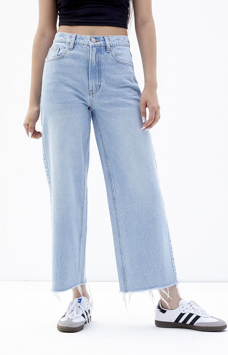 Light Indigo Cropped Wide Leg Jeans