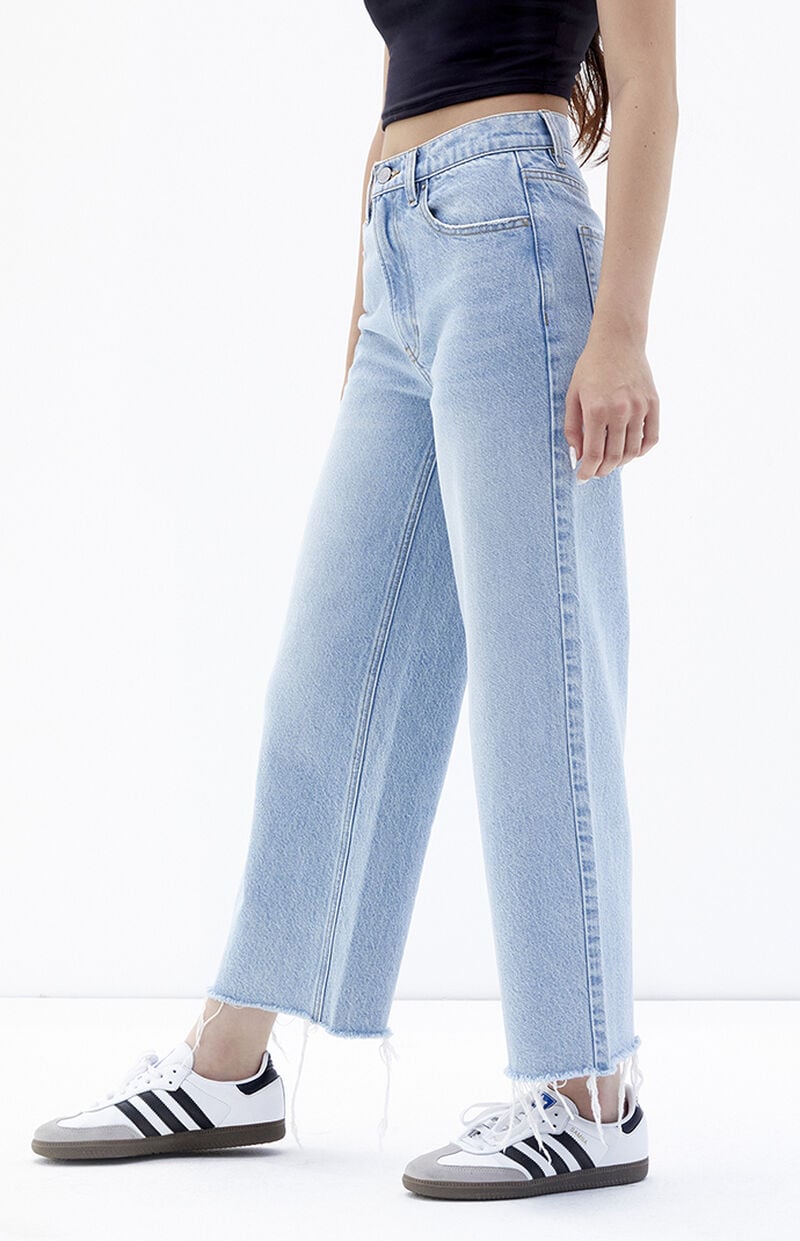 Light Indigo Cropped Wide Leg Jeans