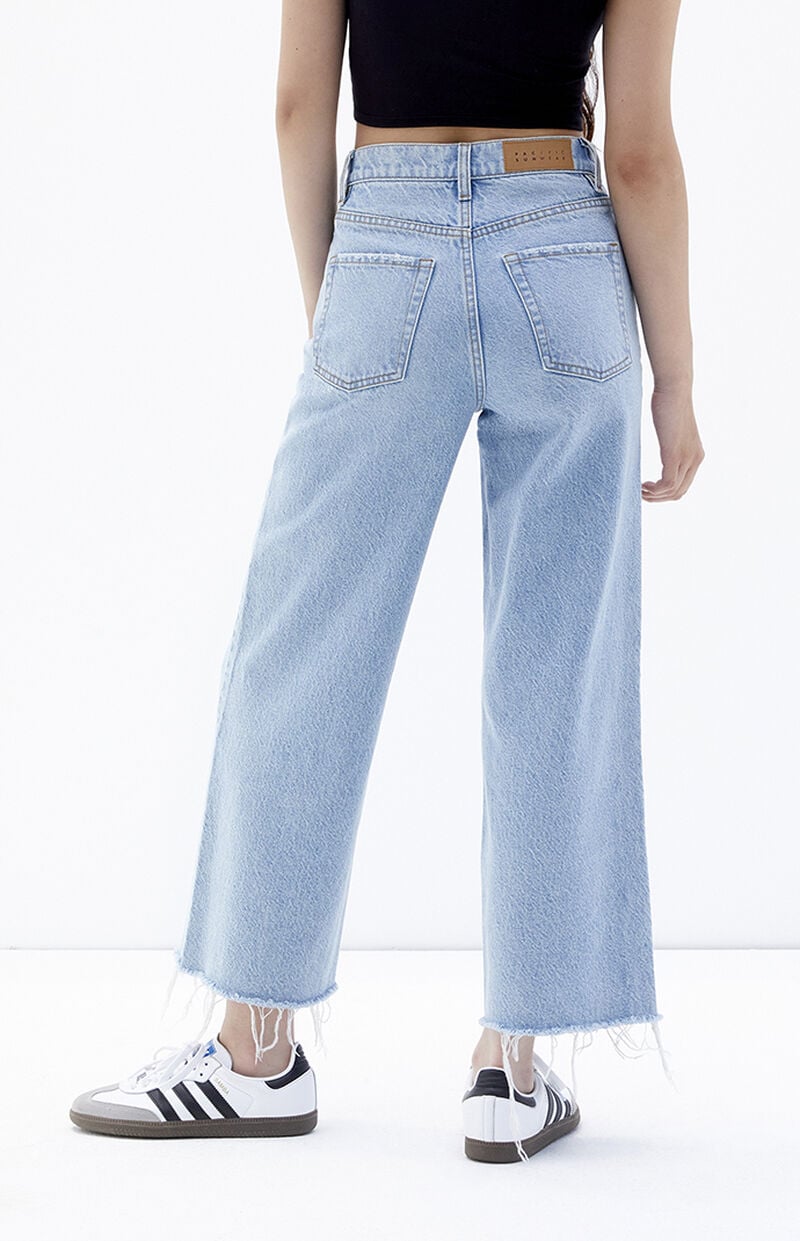Light Indigo Cropped Wide Leg Jeans