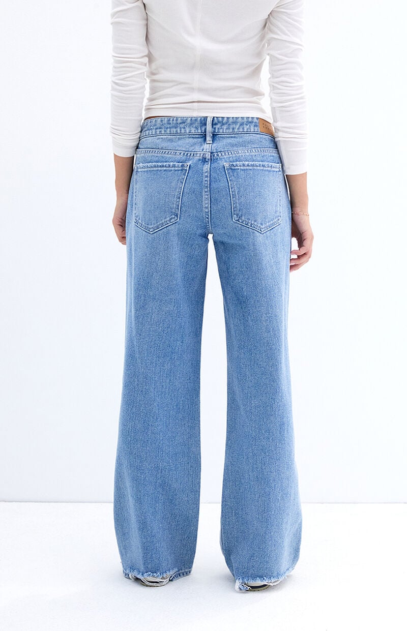 Medium Indigo Ripped Low Rise Girlfriend Jeans