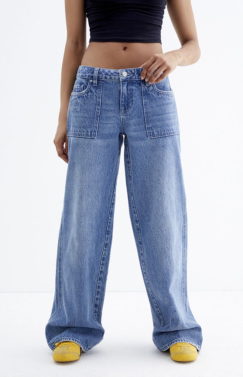 Casey Dark Indigo Low Rise Baggy Cargo Jeans