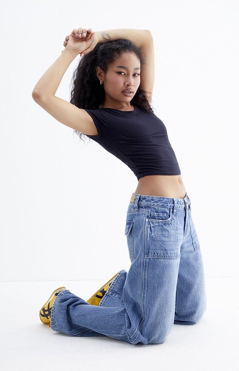 Casey Dark Indigo Low Rise Baggy Cargo Jeans