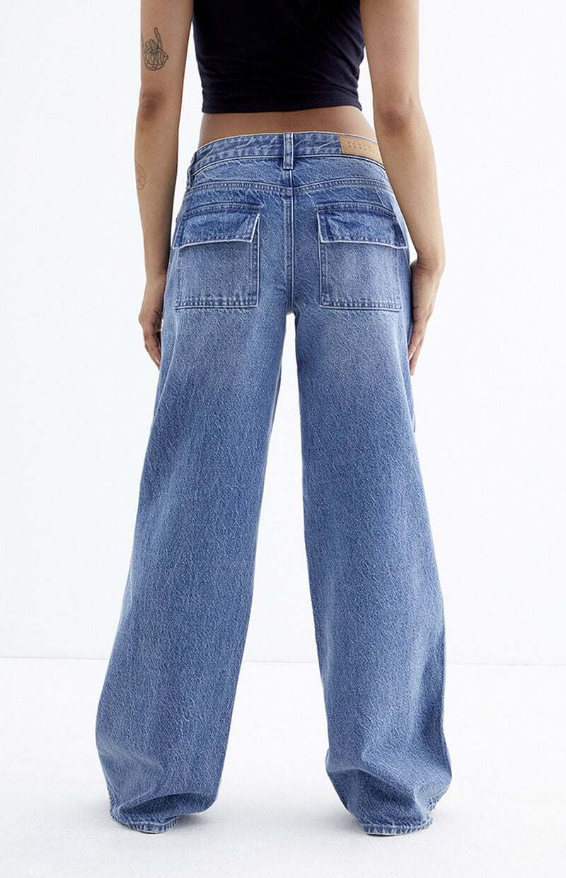 Casey Dark Indigo Low Rise Baggy Cargo Jeans