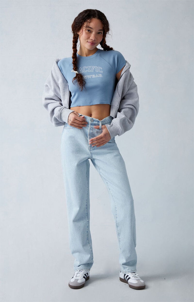 Eco Light Indigo Butt Slit Dad Jeans