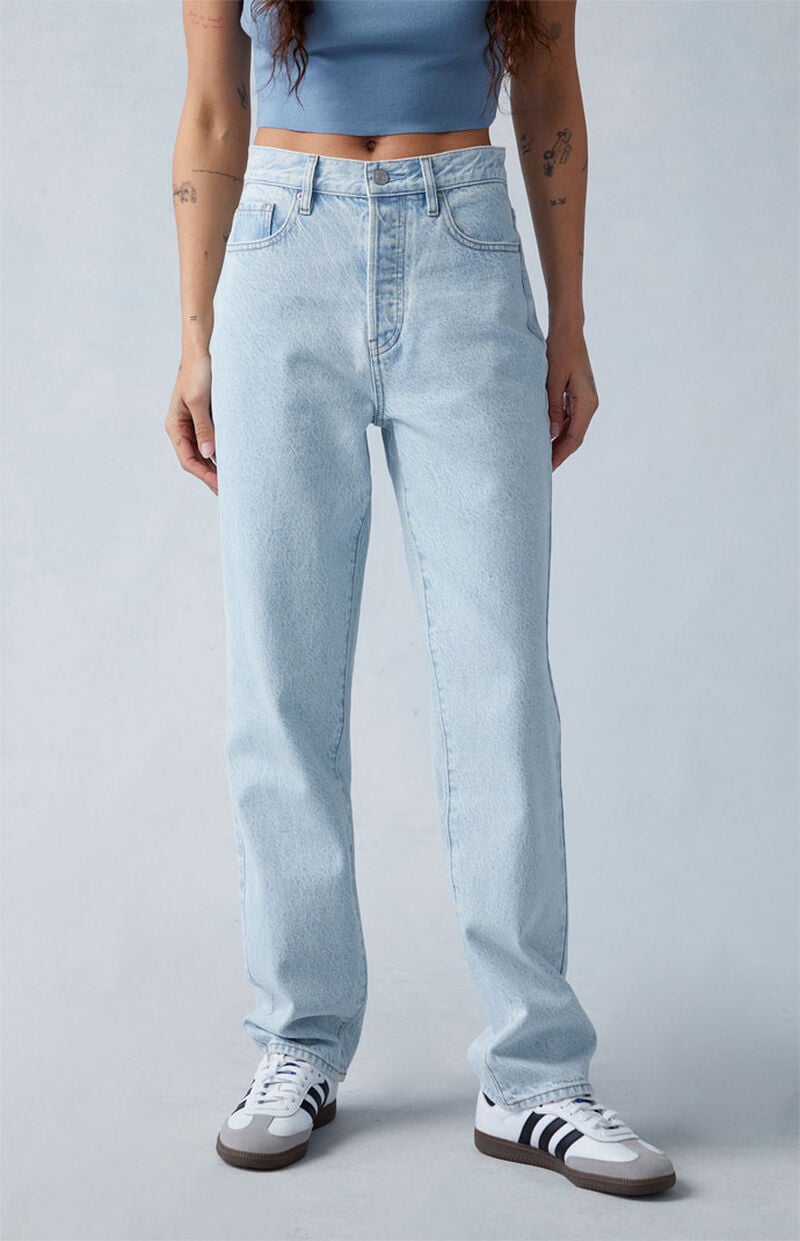 Eco Light Indigo Butt Slit Dad Jeans