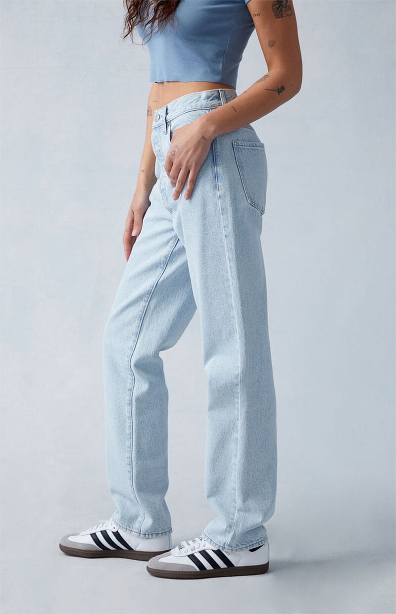 Eco Light Indigo Butt Slit Dad Jeans