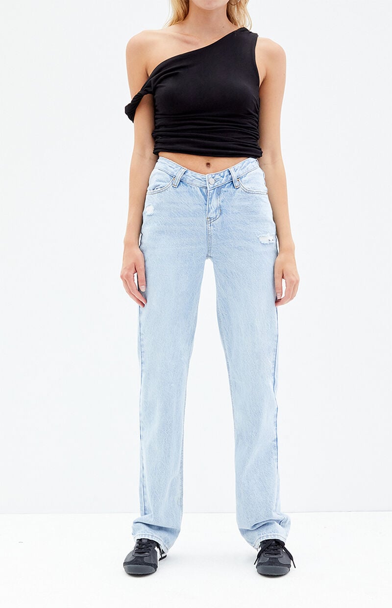 Light Indigo V-Dip '90s Boyfriend Jeans