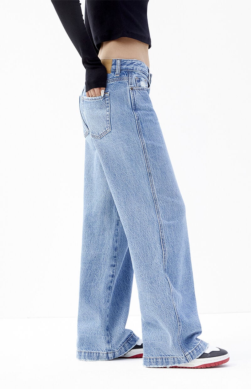 Casey Medium Indigo Ripped Low Rise Baggy Jeans