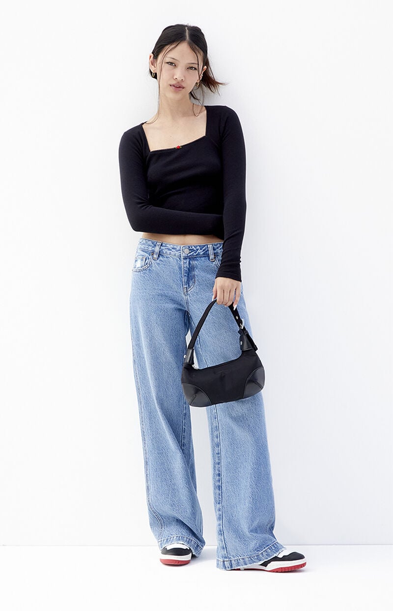Casey Medium Indigo Ripped Low Rise Baggy Jeans