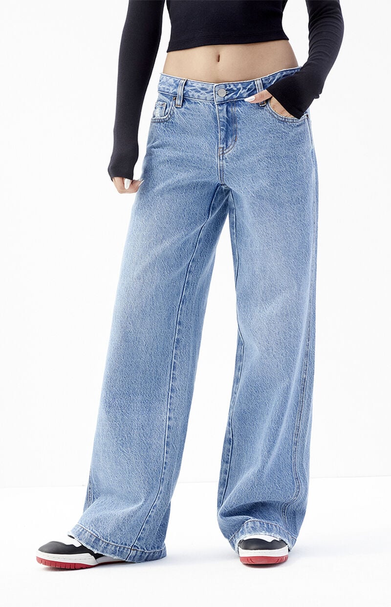 Casey Medium Indigo Ripped Low Rise Baggy Jeans