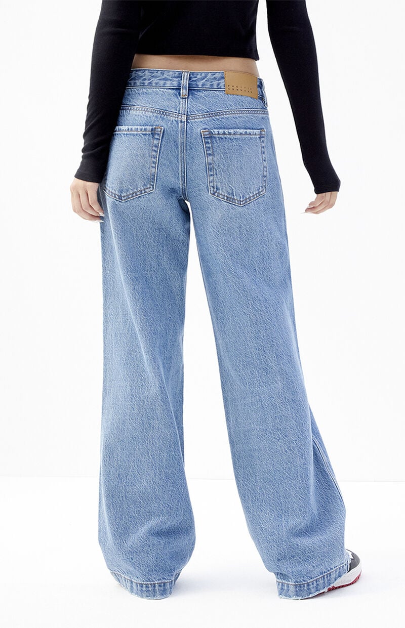 Casey Medium Indigo Ripped Low Rise Baggy Jeans