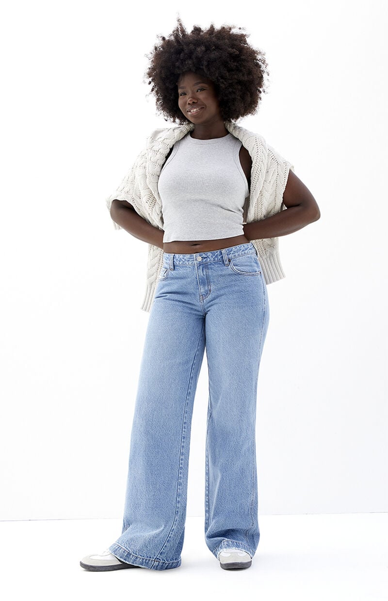 Casey Medium Indigo Ripped Low Rise Baggy Jeans