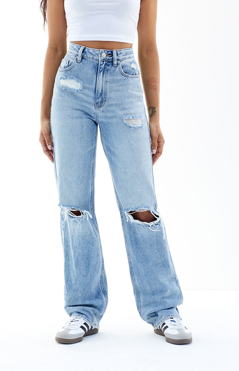 Light Indigo Ripped '90s Boyfriend Jeans