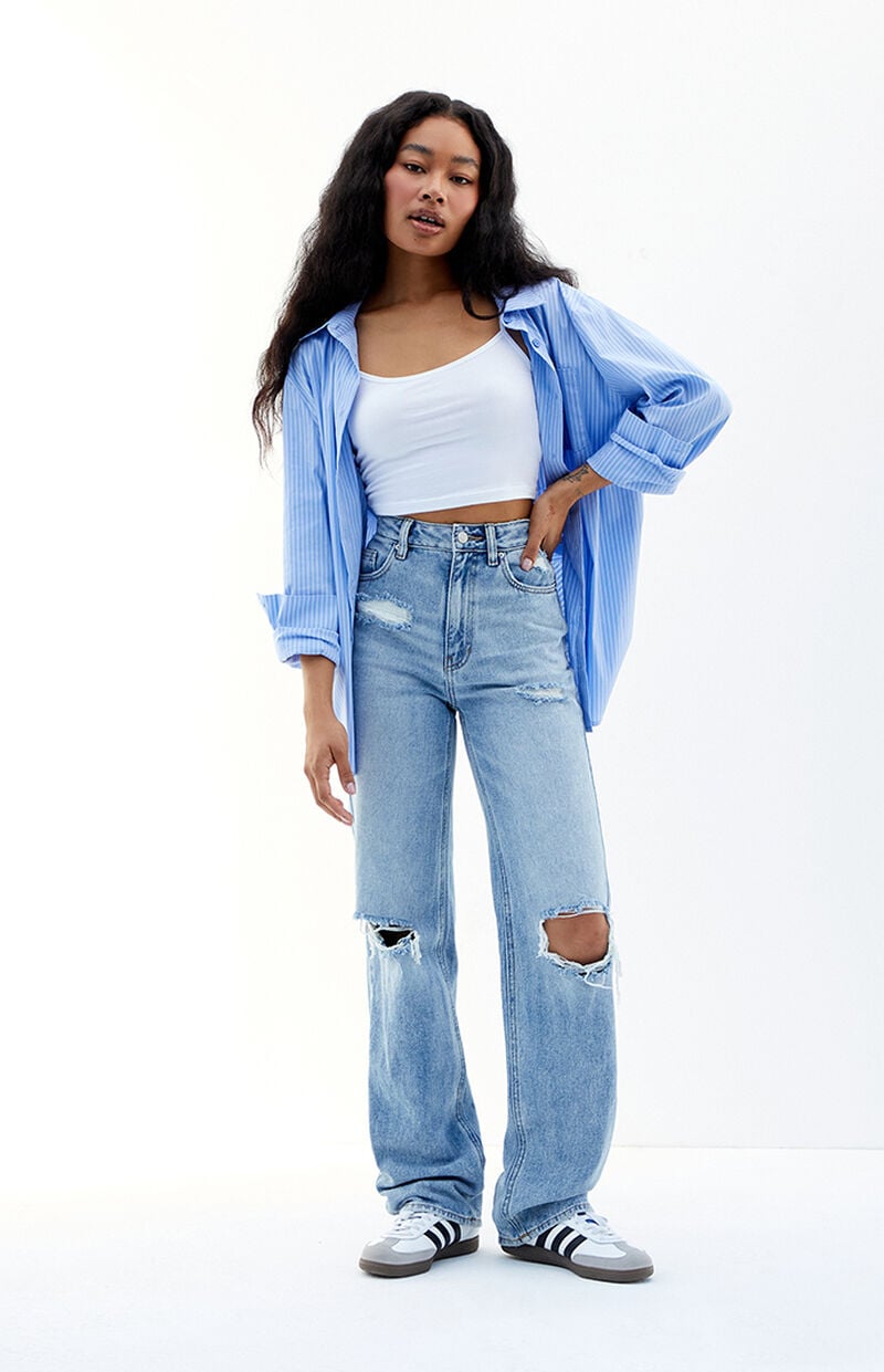 Light Indigo Ripped '90s Boyfriend Jeans