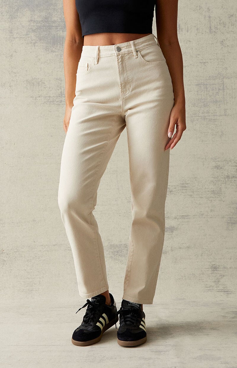 Beige Curve Straight Leg Jeans