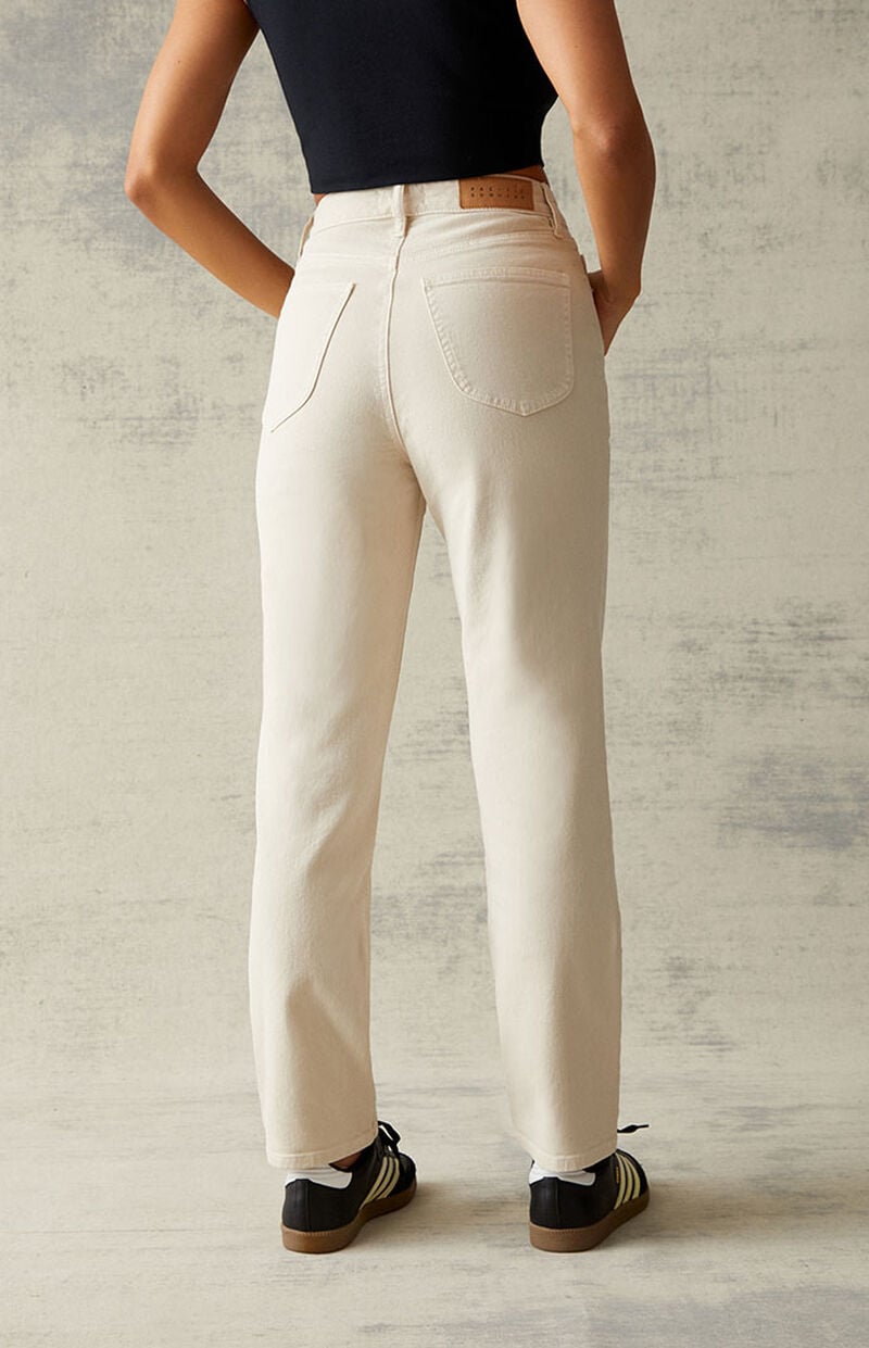 Beige Curve Straight Leg Jeans