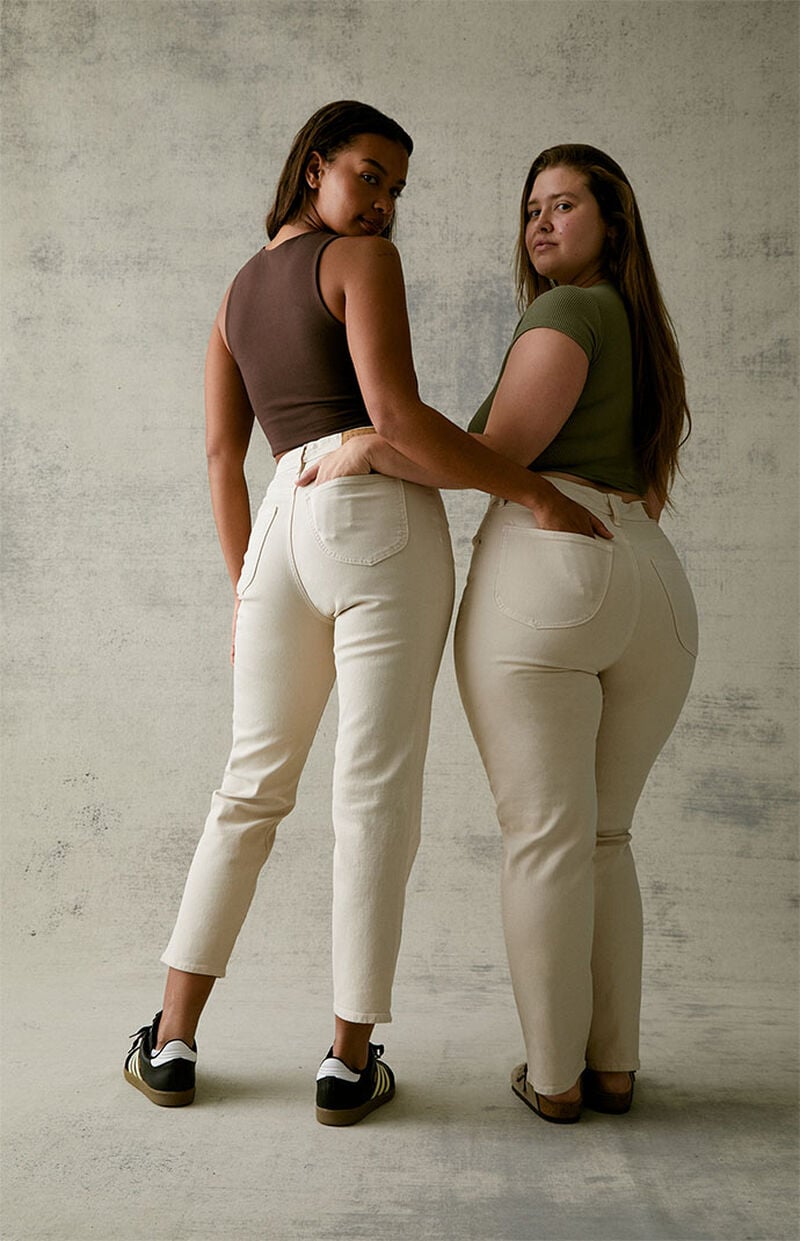 Beige Curve Straight Leg Jeans