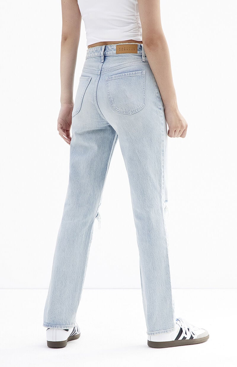 Light Indigo Distressed Dad Jeans