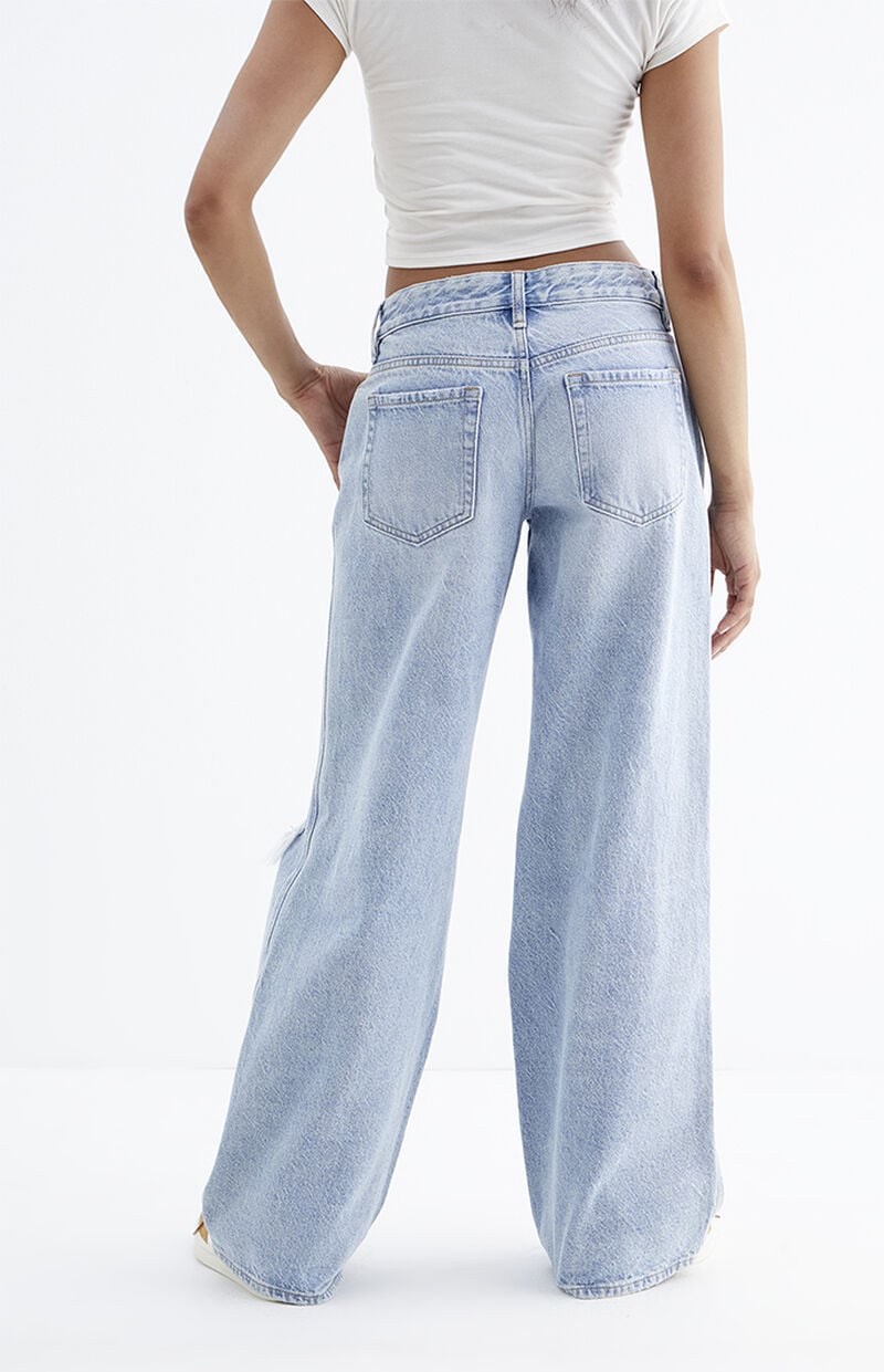 Casey Light Indigo Ripped Knee Low Rise Baggy Jeans