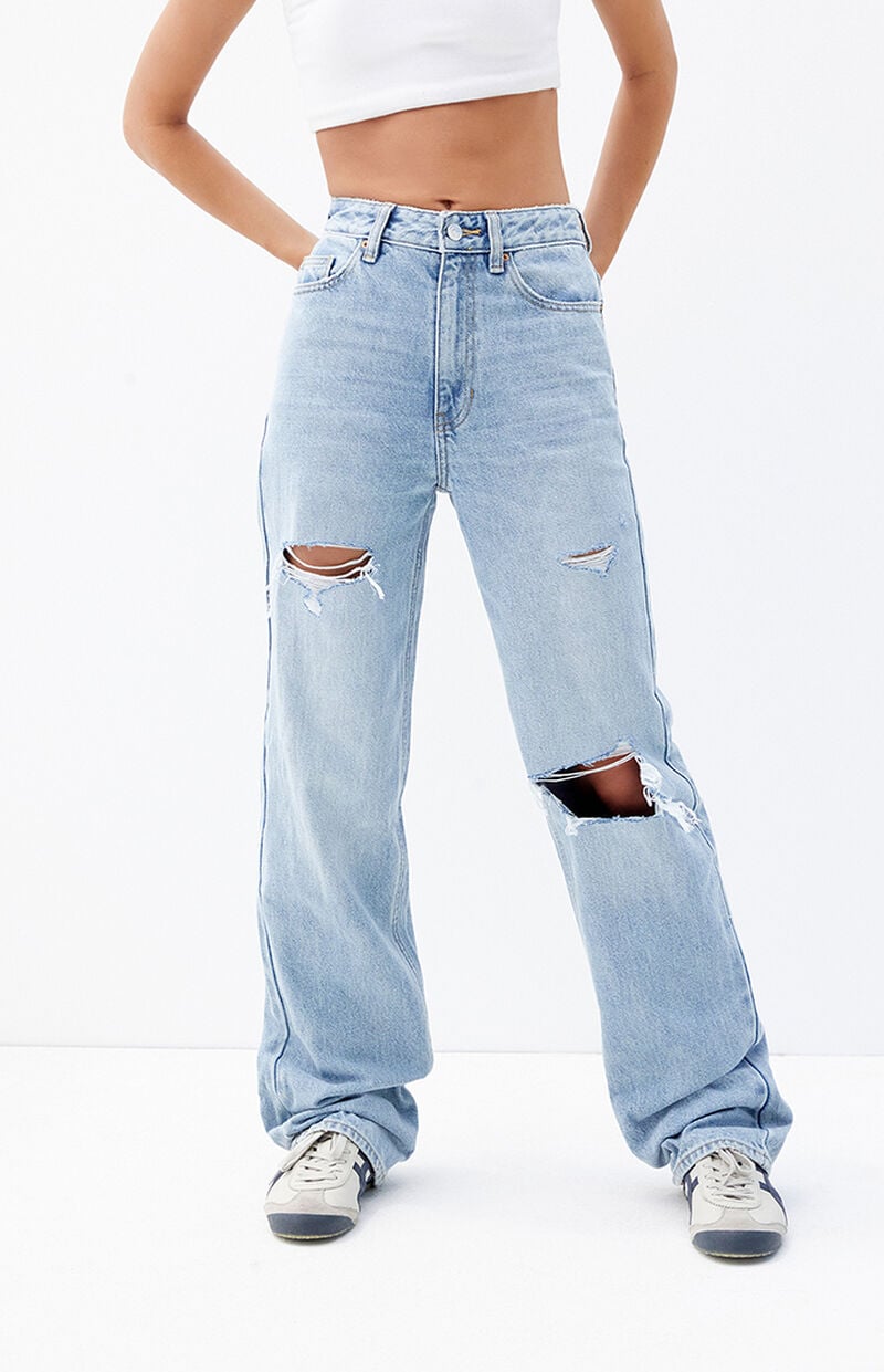 Light Indigo Ripped '90s Boyfriend Jeans