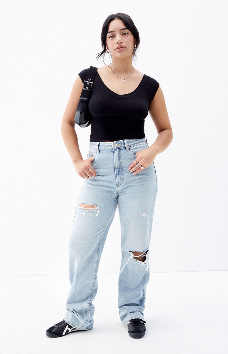 Light Indigo Ripped '90s Boyfriend Jeans