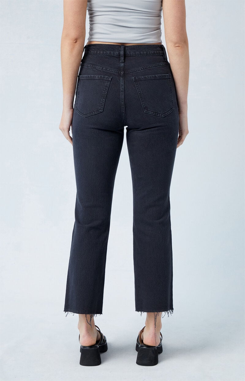 Eco Stretch Black High Waisted Cropped Bootcut Jeans