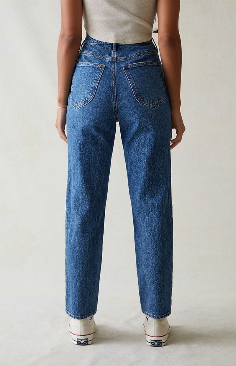 Eco Stretch Dark Blue Ripped Curve Straight Leg Jeans