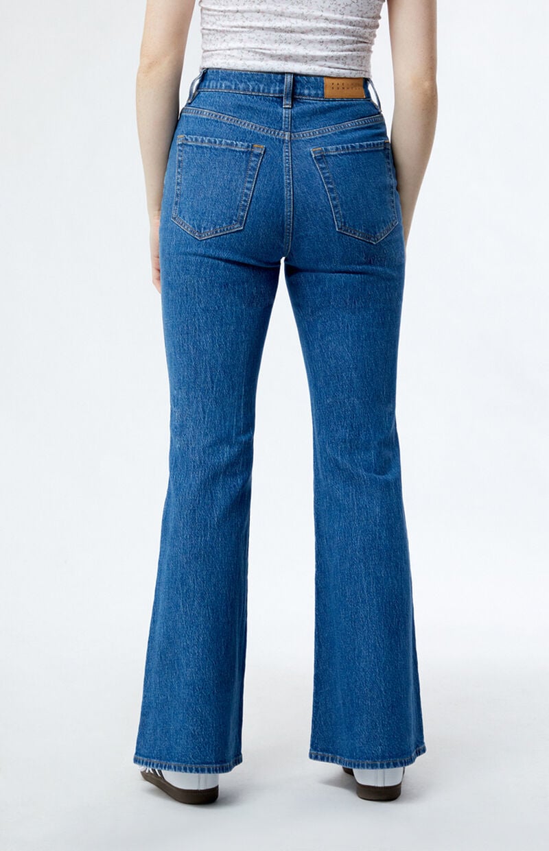 Eco Stretch Dark Indigo High Waisted Flare Jeans