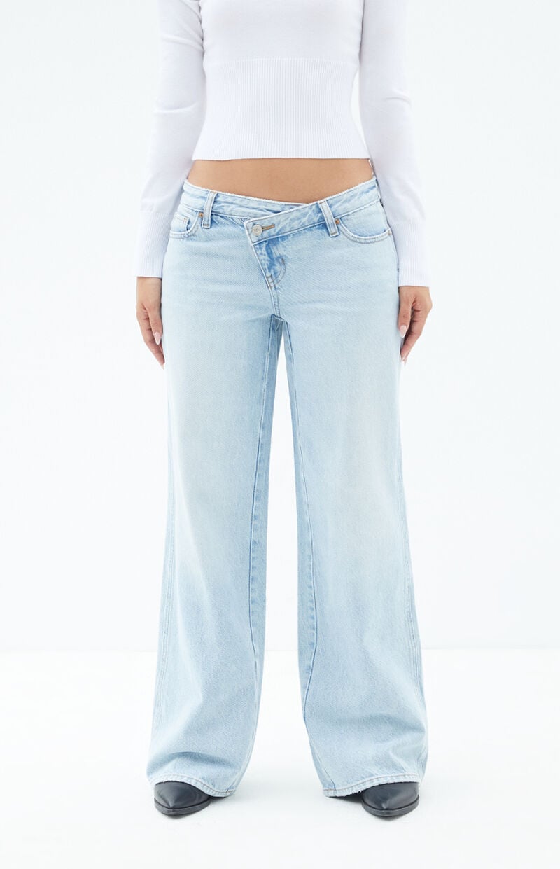 Casey Light Indigo Asymmetrical Low Rise Baggy Jeans