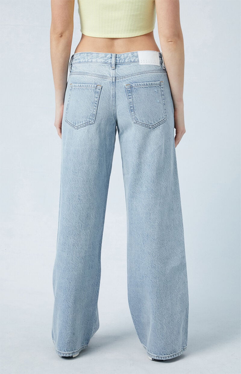 Eco Light Indigo Ripped Low Rise Baggy Jeans