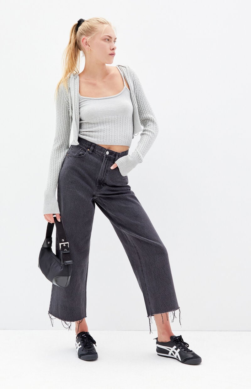 Nora Black Cropped Wide Leg Jeans