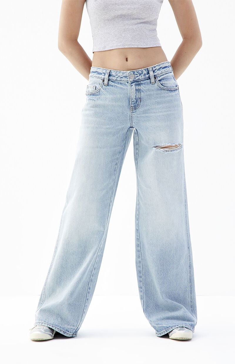Casey Light Indigo Ripped Low Rise Baggy Jeans