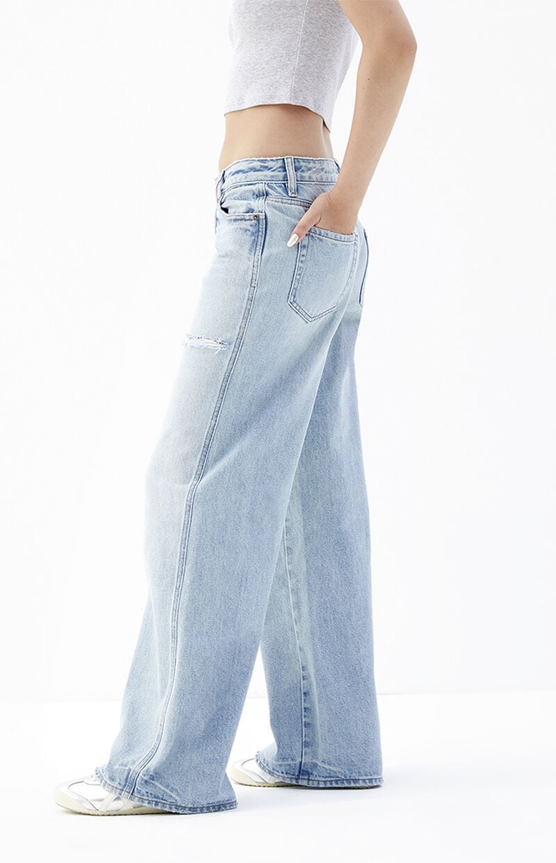 Casey Light Indigo Ripped Low Rise Baggy Jeans