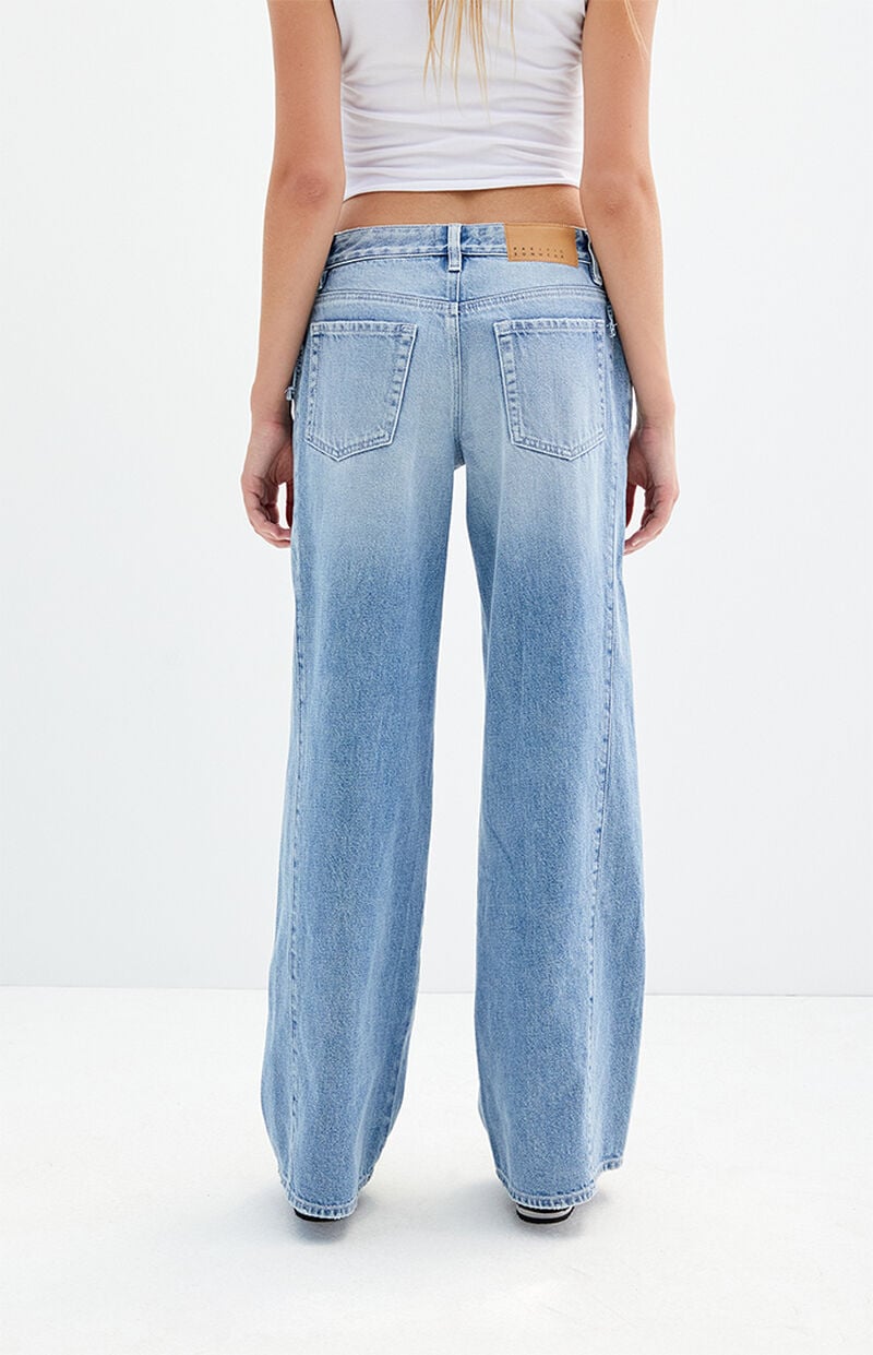 Casey Medium Indigo Tie Side Low Rise Baggy Jeans