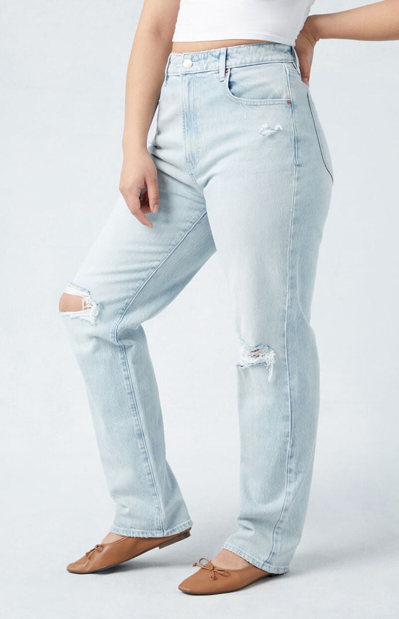 Eco Stretch Light Indigo Ripped Curve Dad Jeans